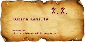 Kubina Kamilla névjegykártya